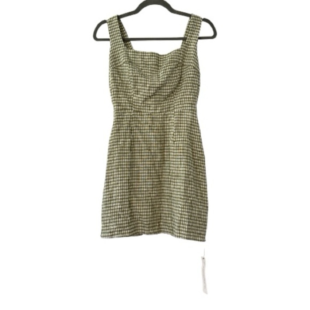 Reformation NWT Celosia Gingham Linen Mini Dress in Avocado Check Size 0 - Picture 2 of 11